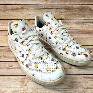 Veja x Madewell White Leather Confetti Floral Lace Up V-10 Sneakers 6